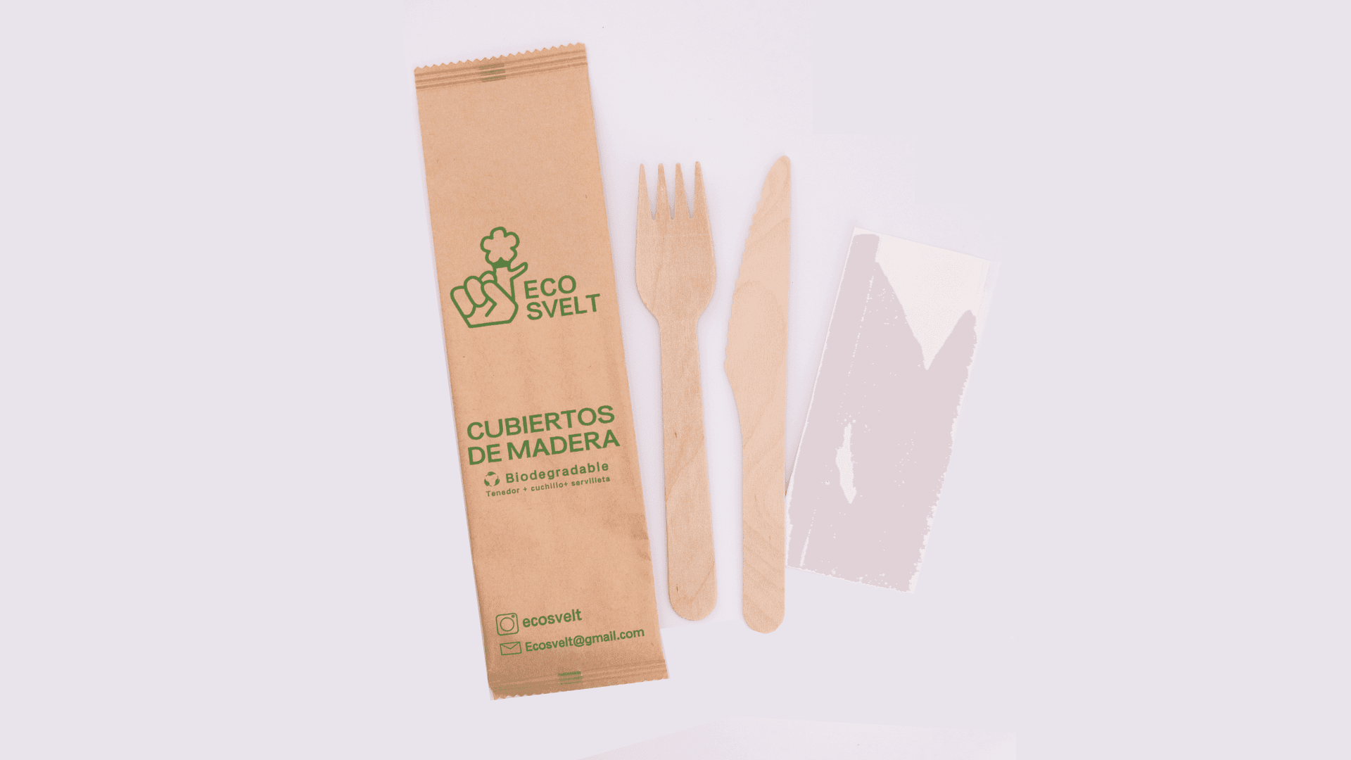 Cubertería empacada con la marca EcoSvelt